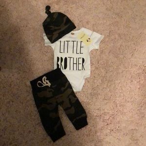 Baby “little brother” onesie set